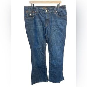 Kikit women’s blue relaxed fit boot cut midrise denim jeans 14 tall